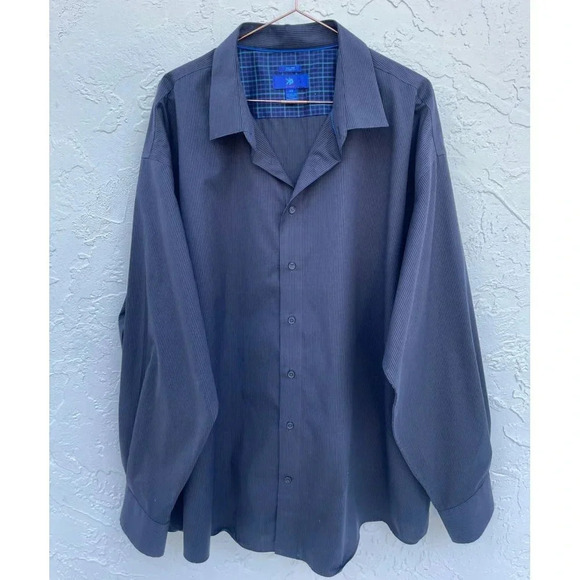 Egara Mens Non Iron Classic Fit Button Down Shirts Oversized Stripes Sz 3X/4XL - Picture 1 of 9